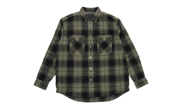 Over-dyed Flannel LS Shirt 'Olive' "Green"