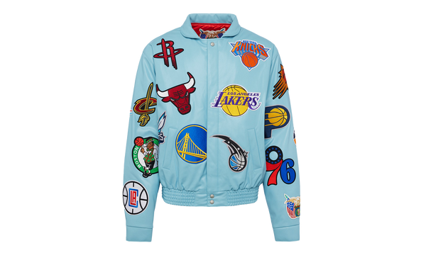 NBA COLLAGE VEGAN LEATHER JACKET Carolina Blue "COLLAGE UNC BLUE"